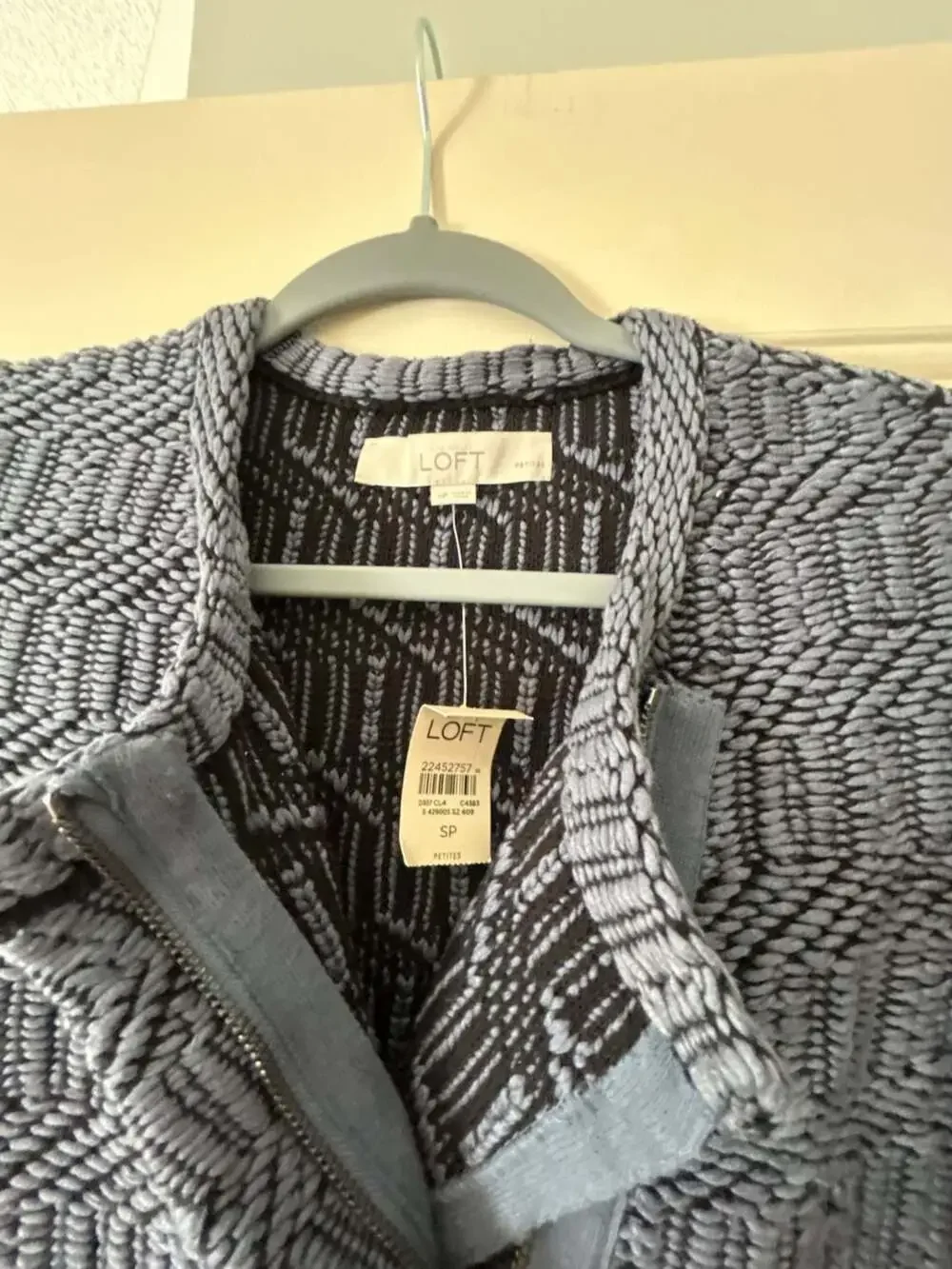 LOFT Textured Zip-Front Jacket Blue Size SP